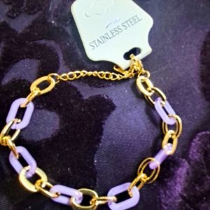 Adjustable stainless steel bracelet with 14k gold coating